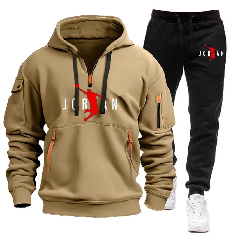 Men's Sports Brand Sweatshirts Hoodeds 2Pcs Sets Fleece Men Hip Hop Sweatshirts Male Hoodie Casual Sportswear Tracksuits New