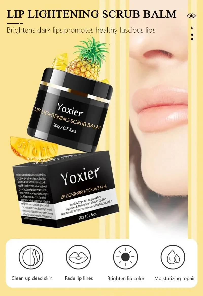 Lip Lightening Scrub Balm For Dark Lips Remove Dark Smoke Lips Exfoliating Repair Fine Lines Moisturizing Brightening Lip Care